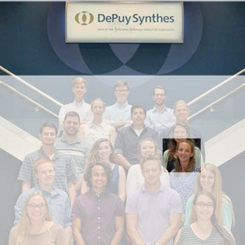 Photo of Morgan S. with the entire summer 2017 DePuy Synthes intern peer group