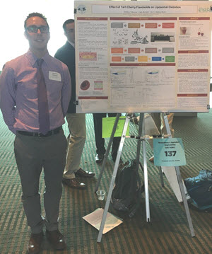 Photo of Matthew S. at summer 2017 Engineering Summer Undergraduate Research Experience (EnSURE) poster presentation