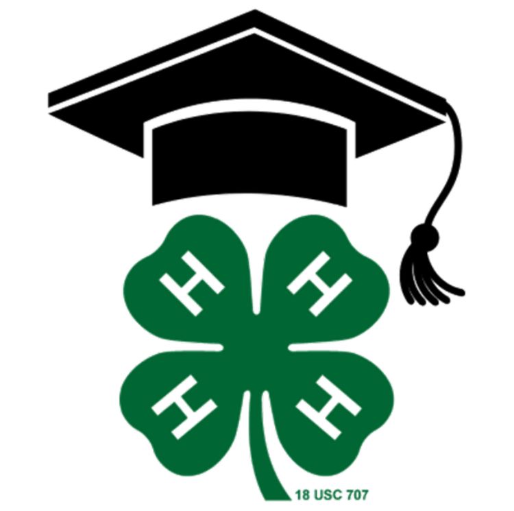 The 4-H clover with a graduation cap over it.