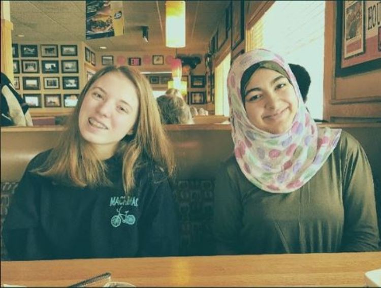 Ganna Omar (right) with one of the Houghton Keweenaw Girl Up vice presidents. Photo: Ganna Omar.
