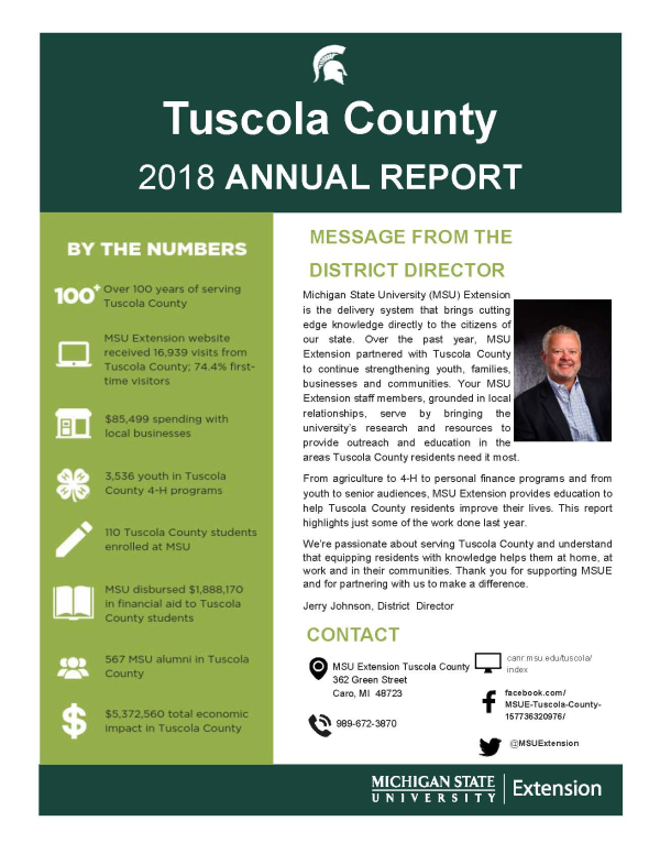 2018 Tuscola County Annual Report Cover