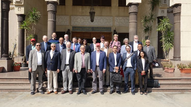 Representatives from U.S. and Egyptian universities pose for a picture during the launch of the Center of Excellence in Agriculture.