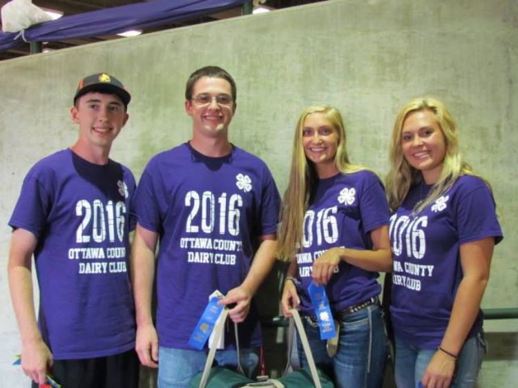 Members of the winning senior Dairy Management Contest team. Left to right: Caleb Shearer (Hudsonville), C.J. Shearer (Hudsonville), Brittany Dreyer (Zeeland) and Chelsea Barnes (Grand Haven). Photo: Sara Long.