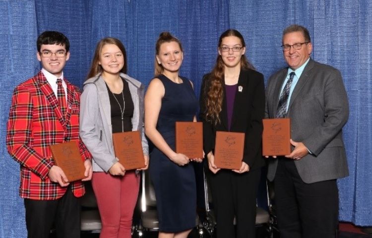 The 2018 Michigan 4-H dairy cattle judging team competed in the youth division for 4-H and FFA members at the North American International Livestock Exposition in Louisville, Kentucky, in early November. Team members are (from left): Drew Neyer, Cristin Theisen, Shannon Good, Katie Wilson, and Coach Joe Domecq.