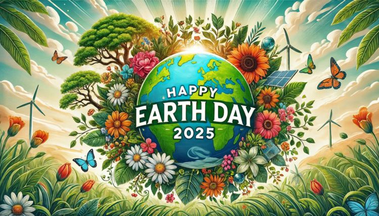 The Earth with the words 