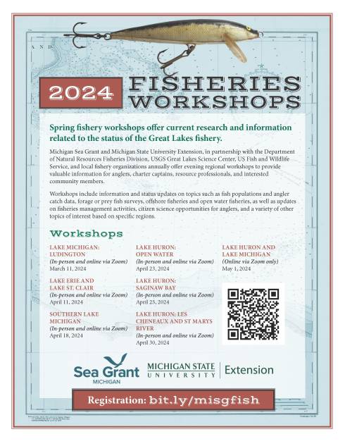 Flyer describing all fishery workshops available spring 2024