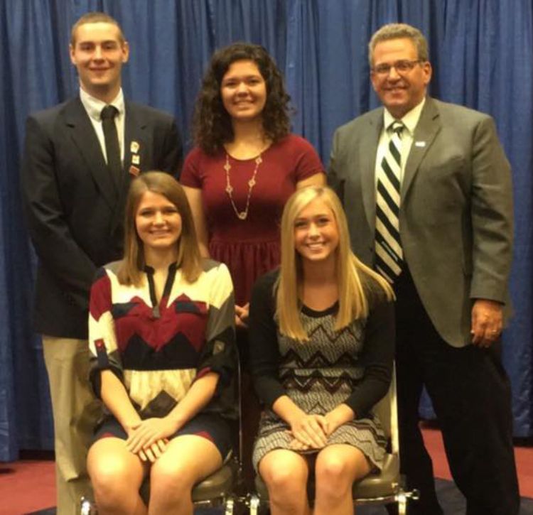 2016 4-H dairy judging team earned high honors at the North American International Livestock Exposition contest. Standing, L-R: Lance Frahm, Morgan Luoma, Joe Domecq (coach). Seated, L-R: Hope McAlvey and Kristen Burkhardt. Photo: Kristen Burkhardt.