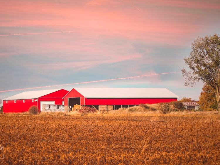 A red barn in the difference.