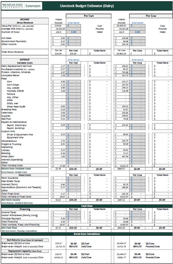 Front page of the decision tool.