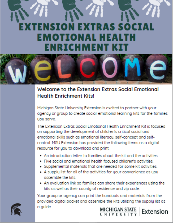 Thumbnail of the Extension Extras Social Emotional Health Enrichment Kit document.