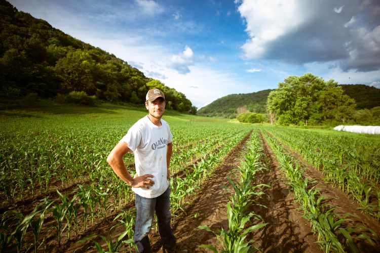 A man standing in a field.