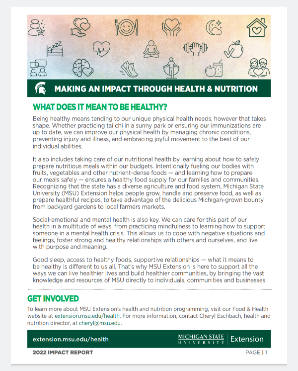 A thumbnail image of page one of the impact report.