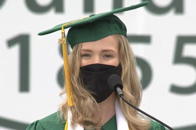 Holly Pummell spoke to CANR undergraduates at one of the MSU Commencement Ceremonies on April 30, 2021.