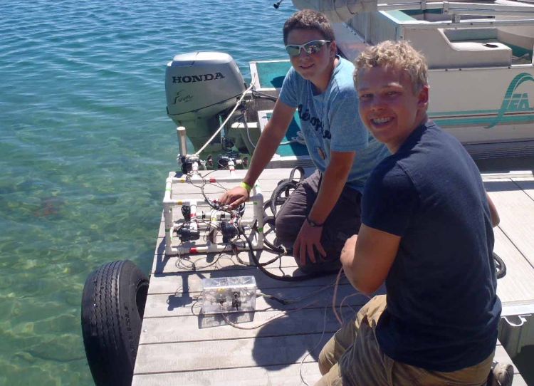 Youth getting ready to test their ROV.