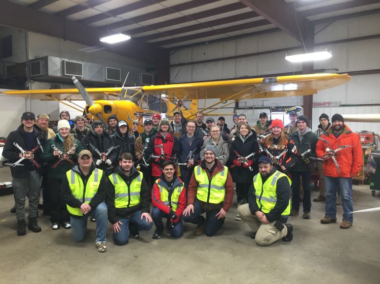 The 2018 UAS in Agriculture class poses with their drones.