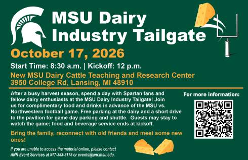 Flier for the 2026 dairy tailgate.