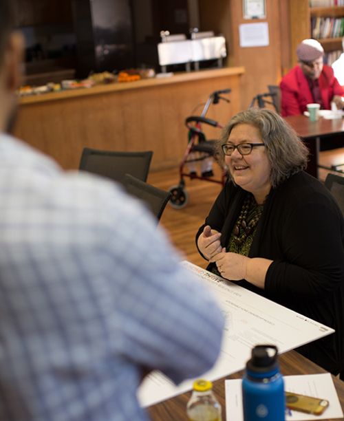 Image of Debra Gunther at a community meeting.