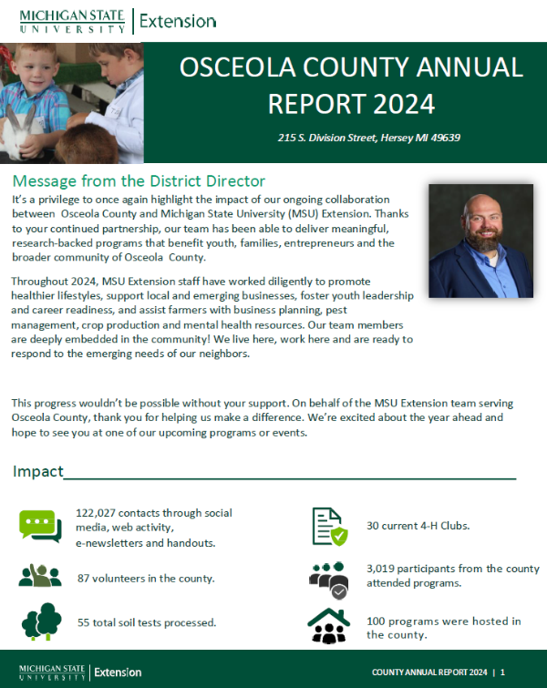 Front cover of the Osceola County Annual Report 2024.