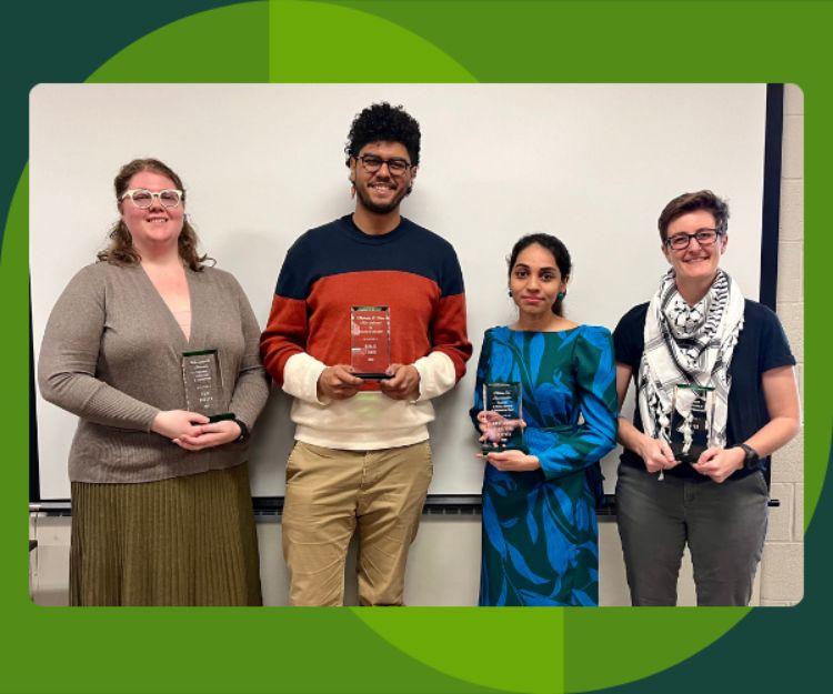 CSUS Graduate Endowed Award Winners. Pictured- Erin Budzyn, Rafael Lembi, Maheshwari Elapata, Hunter Lee