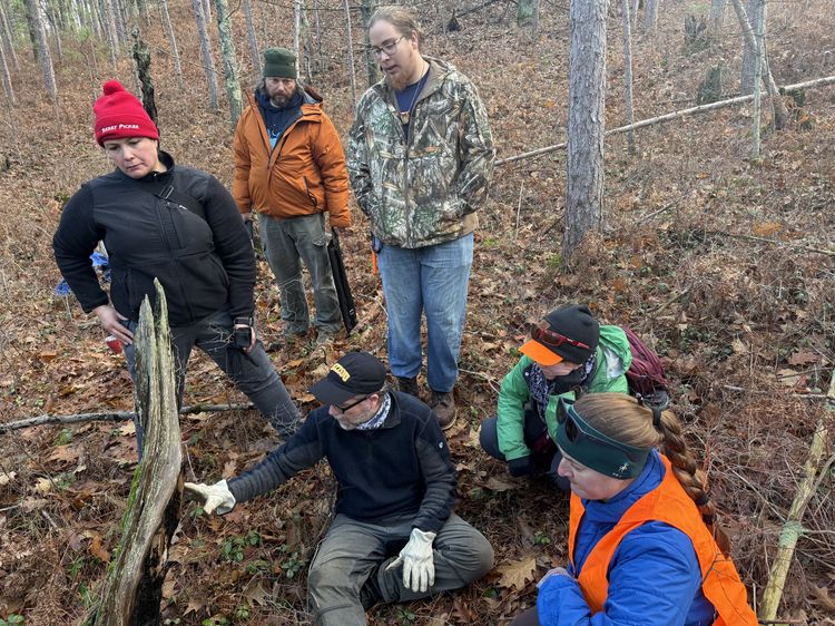 Kurt explains the mechanisms of fire scar formation with partners and collaborators from Tribal groups and the Michigan DNR.