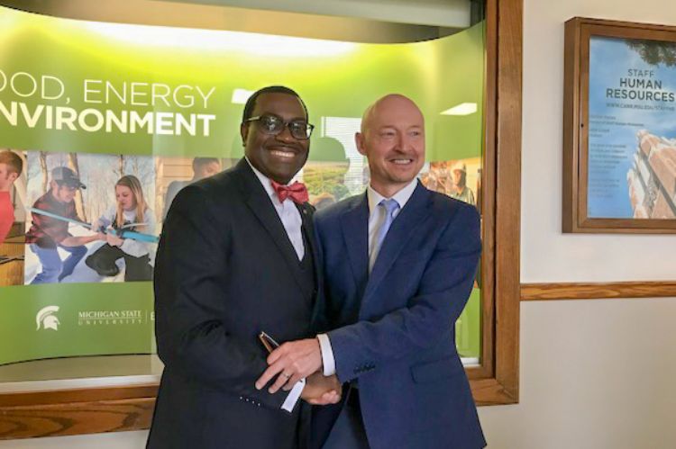 Thom Jayne with President of the African Development Bank, Dr. Akin Adesina