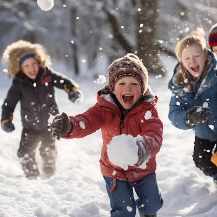Kids playing in the snow.