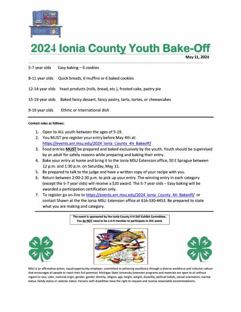 Please contact the Ionia MSU Extension office at 616-330-4453 with any questions.