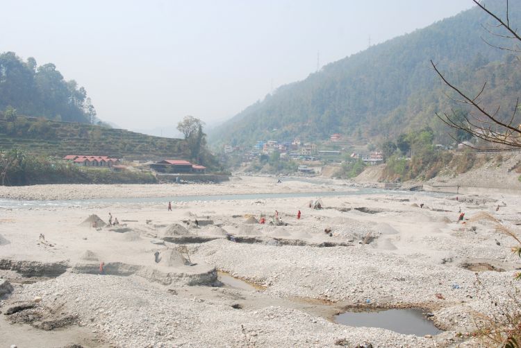 Sand pit in Sunkoshi near Kathmandu, Nepal