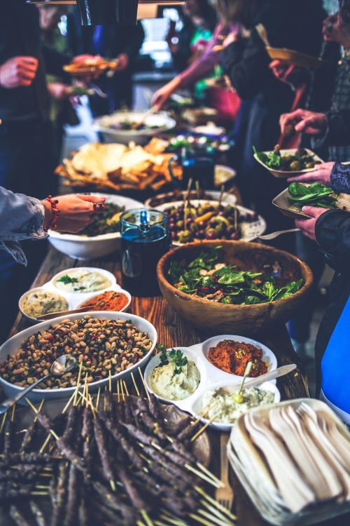 People at a potluck.