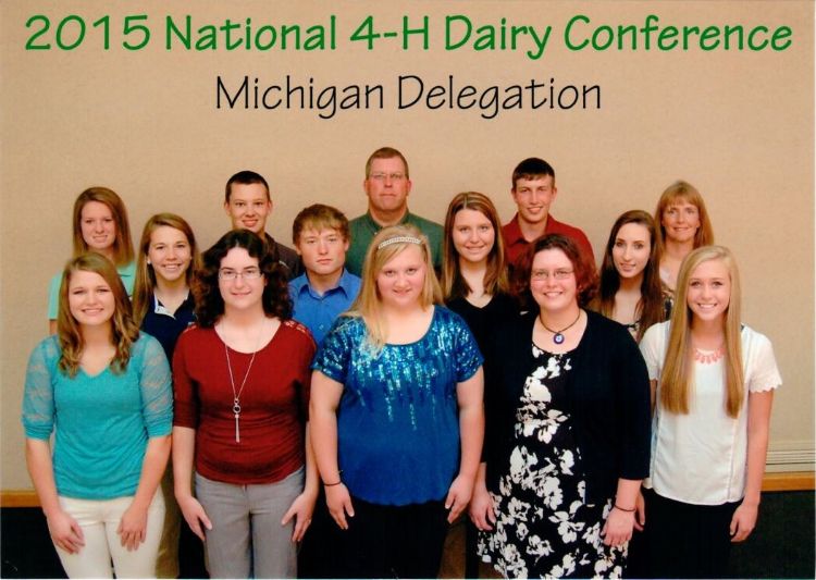 Michigan delegates. Back: Carmen Hicks, Mason Horning, Tom Cook, Joshua Markel, Veronica Meyer. Middle: Madeline Meyer, Forrest Nash, Cameron Cook, Jenna Kingsley. Front: Hope McAlvey, Allison Schafer, Mackenzie Delong, Melissa Elischer, Kristen Burkhardt.