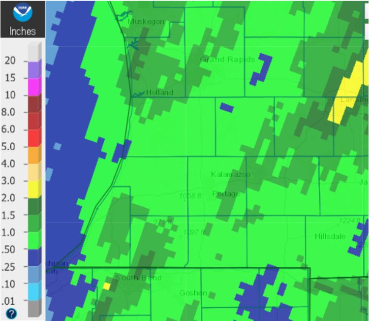 Precipitation totals for week ending June 13, 2019.