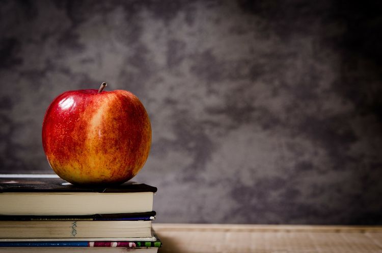 Apple on a desk