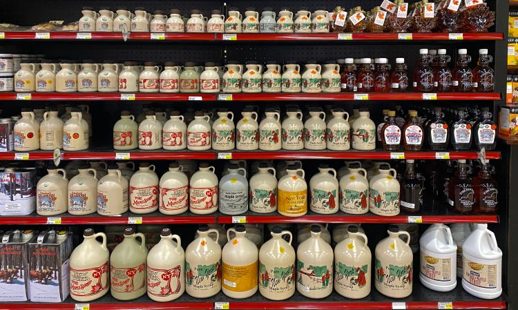 Syrup on a shelf.