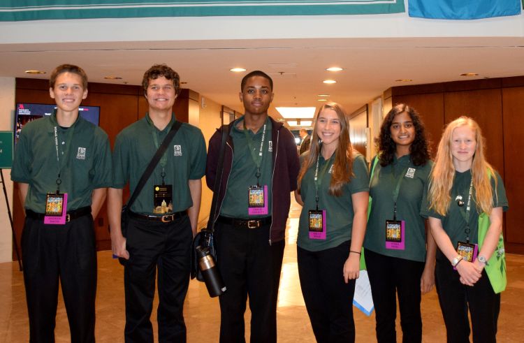 Pearl Daskam (right) along with the rest of the Michigan delegates at the 2016 World Food Prize Global Youth Institute.