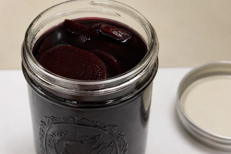 Jar of pickled beets to process in a water bath canner