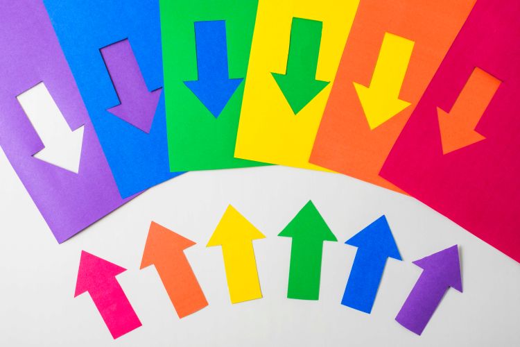 Brightly colored arrows.