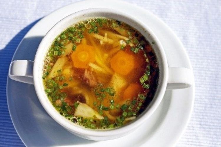 A bowl of vegetable soup.