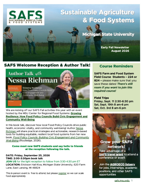Cover of SAFS Early Fall 2026 Newsletter