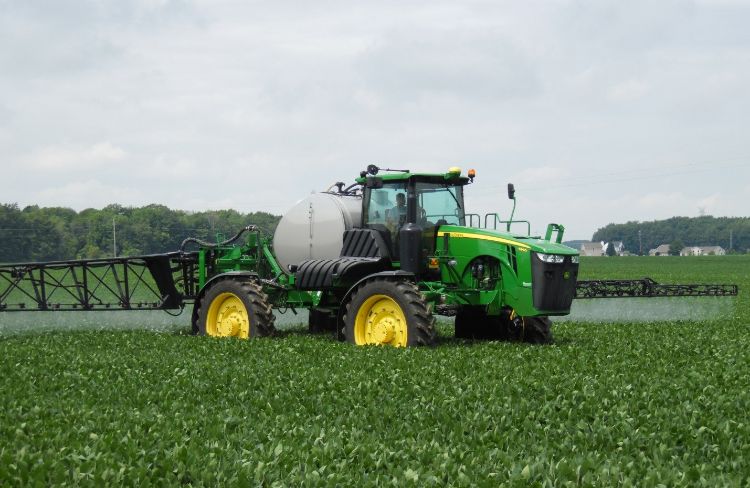 Foliar application to soybeans