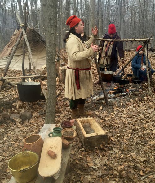 Sugaring camp reenactors at the Maple Tapping and Pancake Feast.