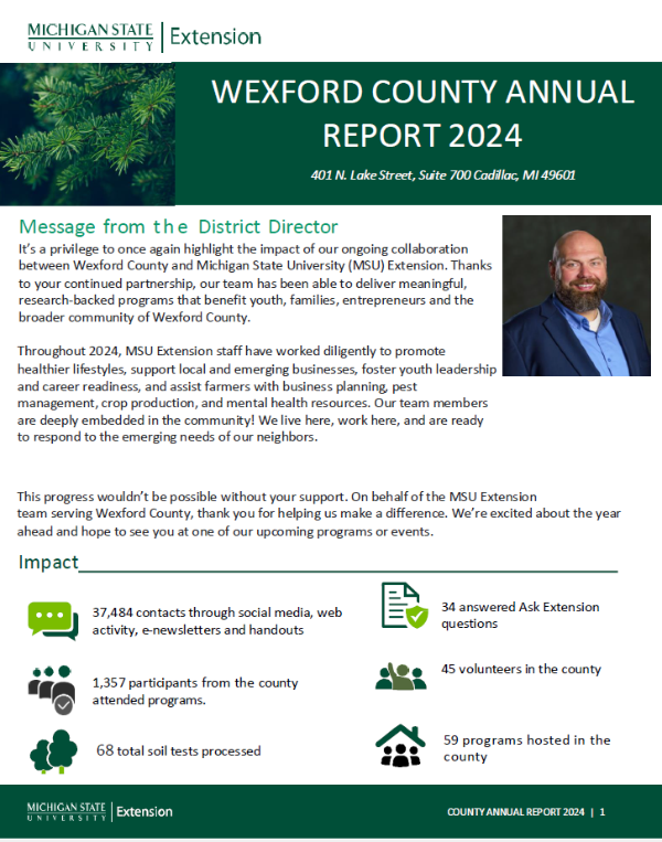 Front cover of the Wexford County Annual Report 2024.