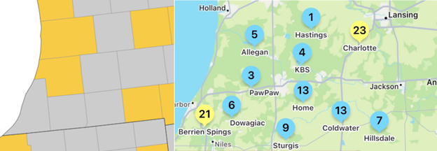 Map of tarspot sites.