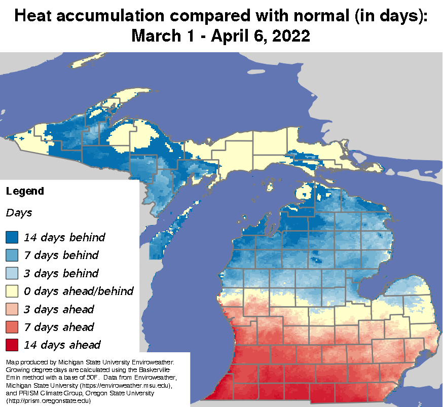 GDD Map of Michigan