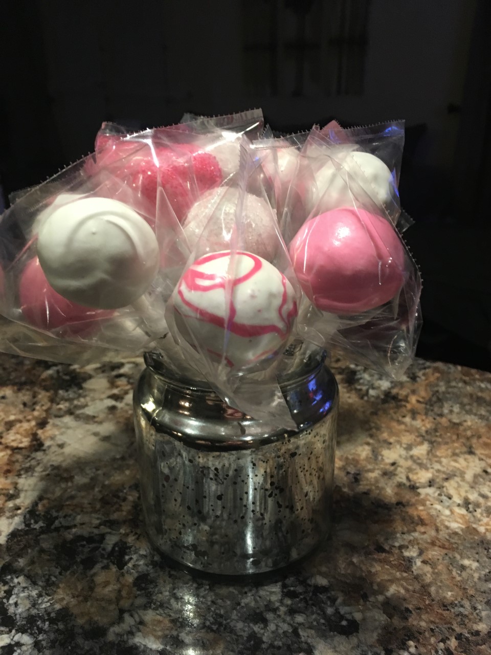 Pink and white cake pops